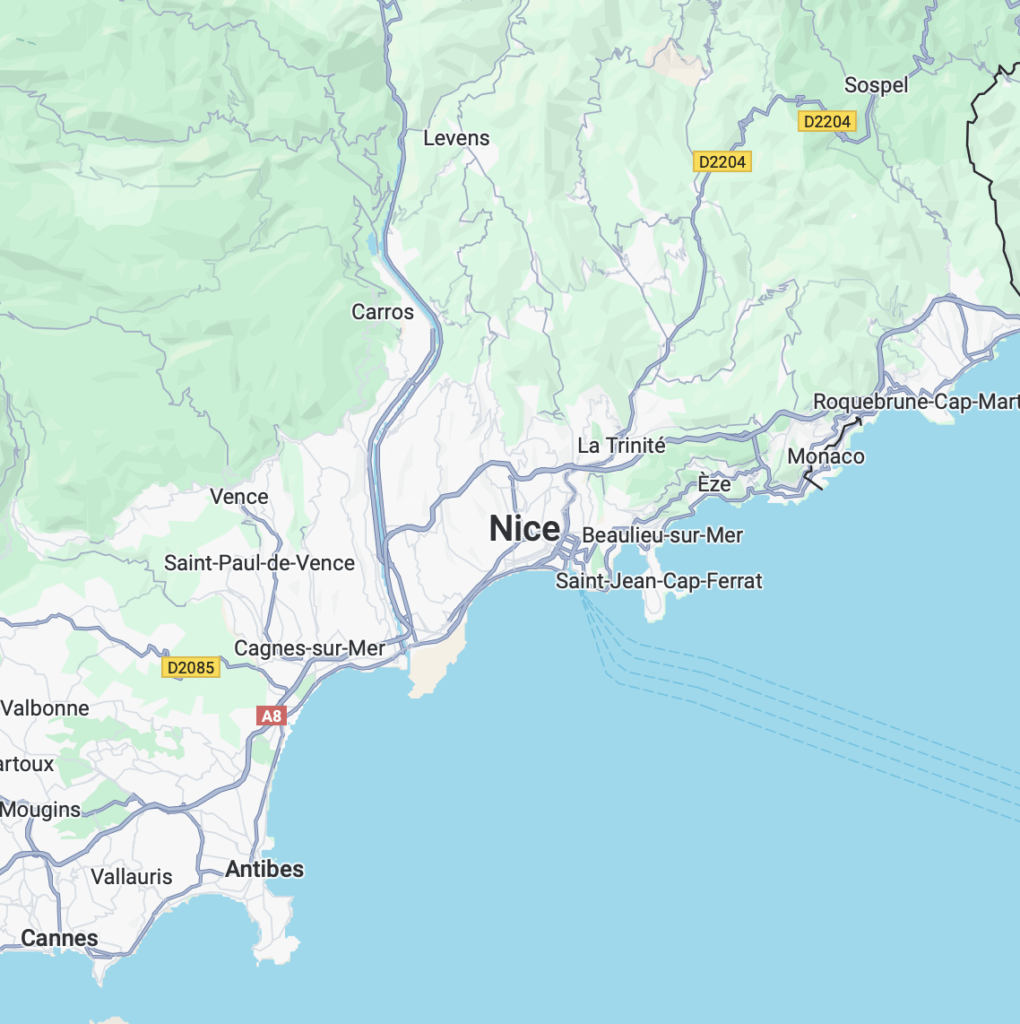 Carte d'intervention de MCPT à travers les Alpes-Maritimes